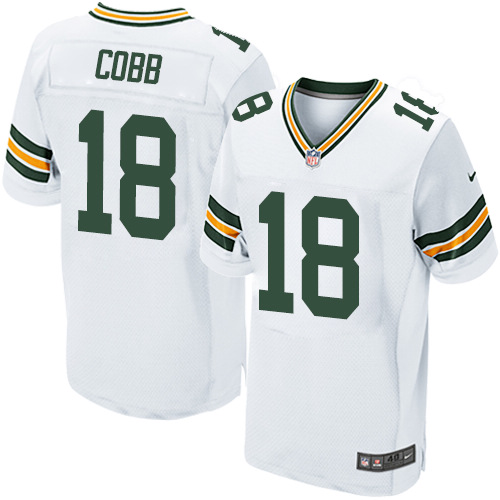 Men's Elite Randall Cobb Nike Jersey White Road - #18 NFL Green Bay Packers